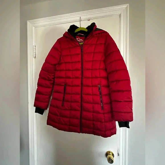 NWOT HFX Women's Heavyweight Quilted Winter Puffer Parka Mid Length. Wine Sz: M - Picture 6 of 16